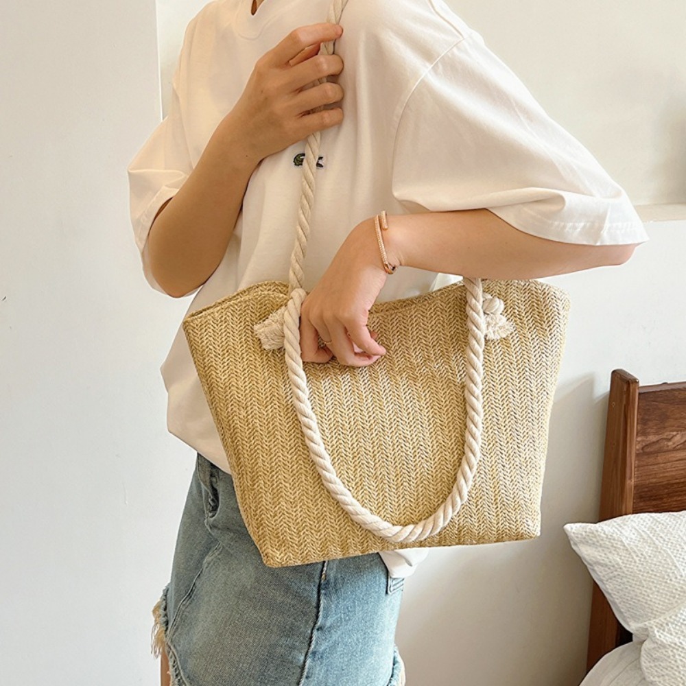 New Summer Beach Tote Bag Larg - Women'S Raffia Bags ulasan dan harga