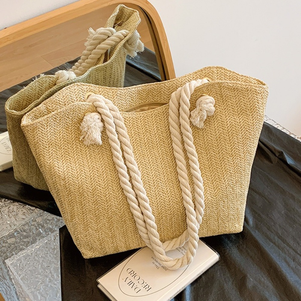 New Summer Beach Tote Bag Larg - Women'S Raffia Bags ulasan dan harga