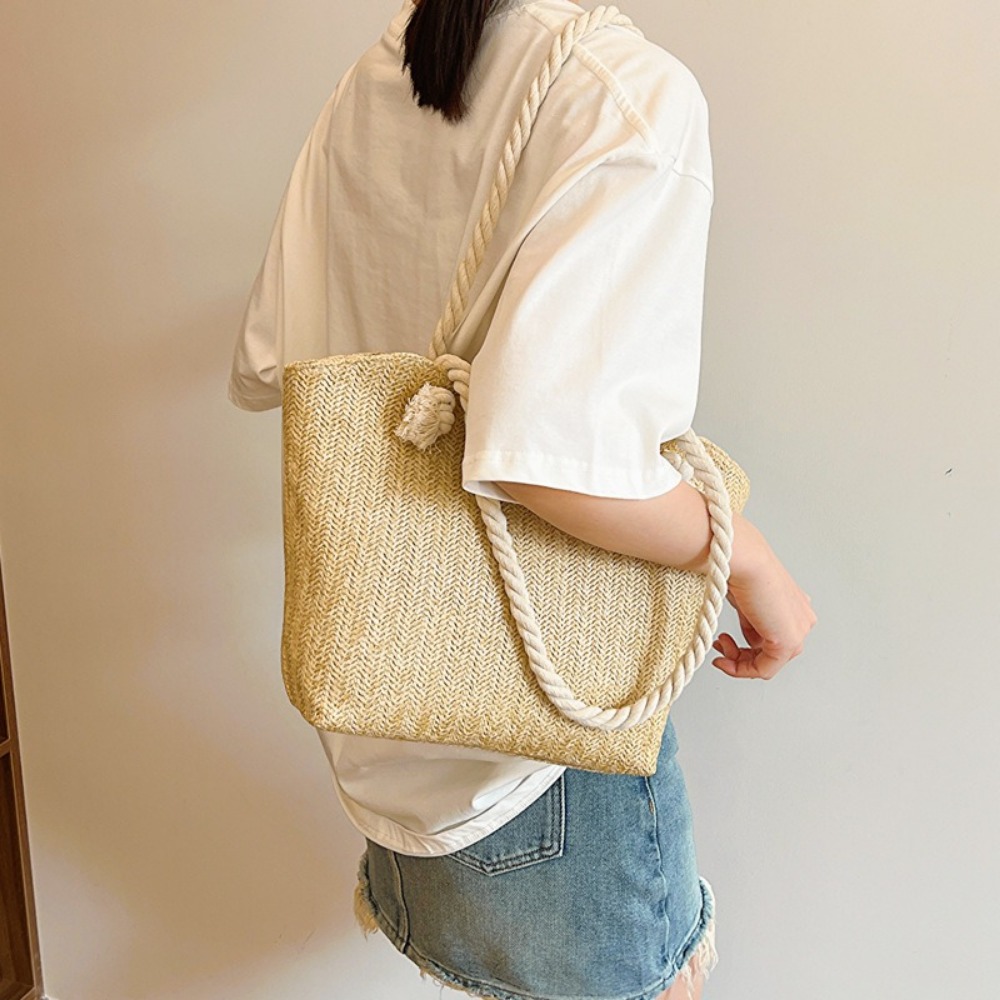New Summer Beach Tote Bag Larg - Women'S Raffia Bags ulasan dan harga