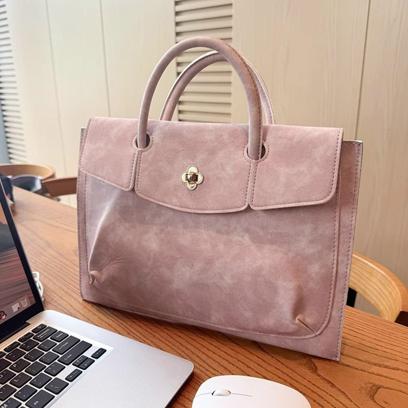 Elegant Pink PU Leather Laptop - Women Hand Bags For Office ulasan dan harga