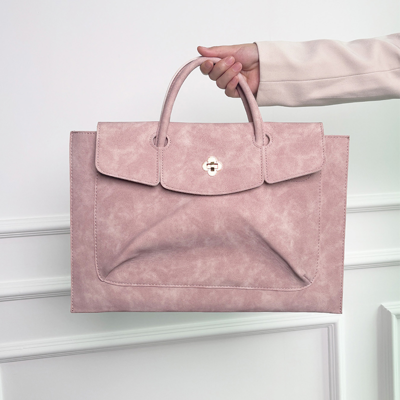 Elegant Pink PU Leather Laptop - Women Hand Bags For Office ulasan dan harga