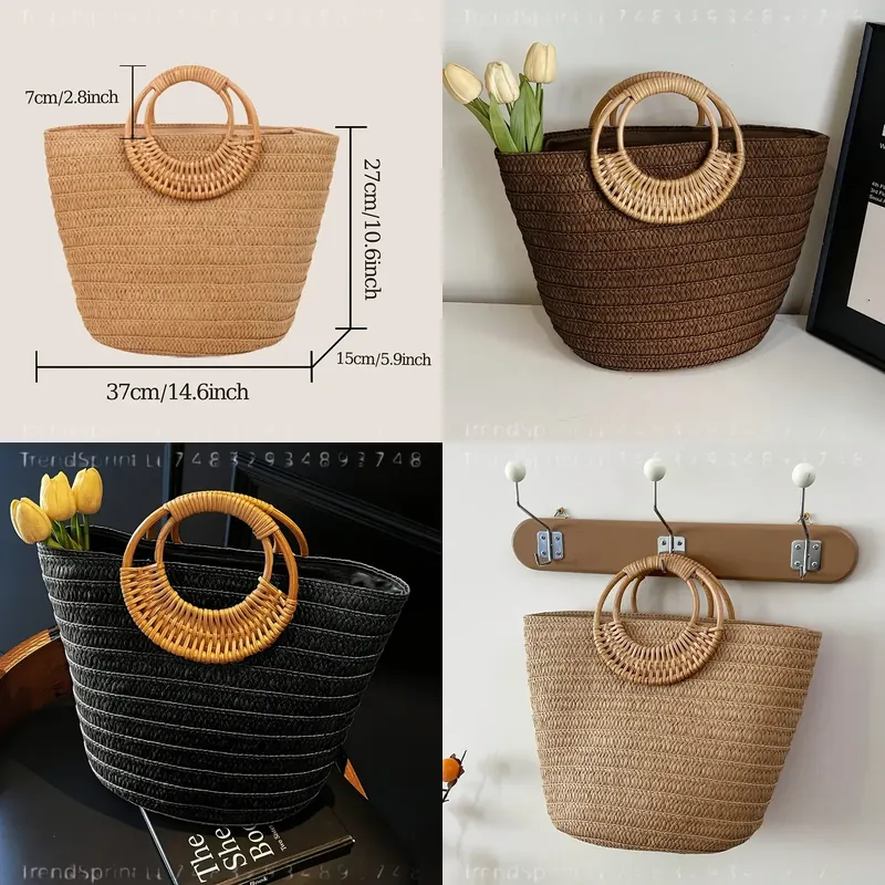 Women Summer Woven Paper Tote  - Women'S Bags Handbags ulasan dan harga