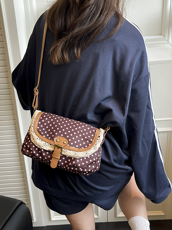 Retro Polka Dot Lace Trim Canv - Women'S Young Bags ulasan dan harga