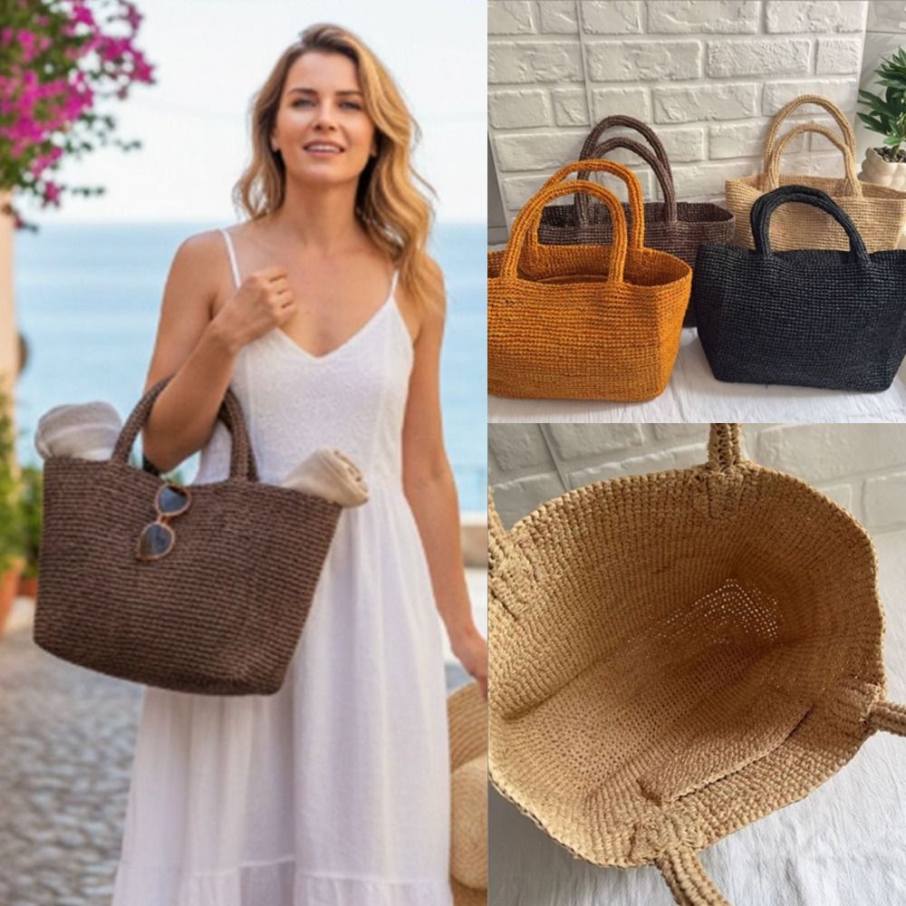 New Handmade Raffia Straw Bag  - Women'S Raffia Bags ulasan dan harga