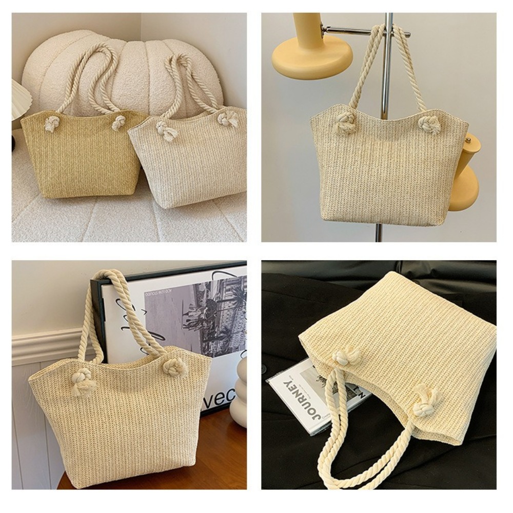 New Summer Beach Tote Bag Larg - Women'S Raffia Bags ulasan dan harga