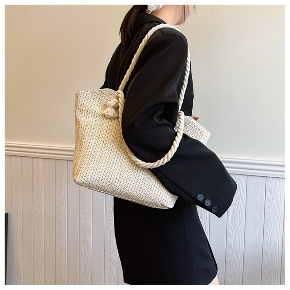New Summer Beach Tote Bag Larg - Women'S Raffia Bags ulasan dan harga
