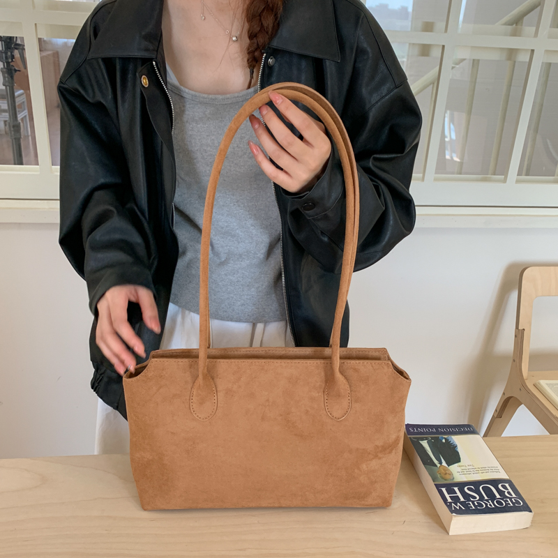 Vintage-Inspired Brown Suede A - Women Hand Bags For Office ulasan dan harga